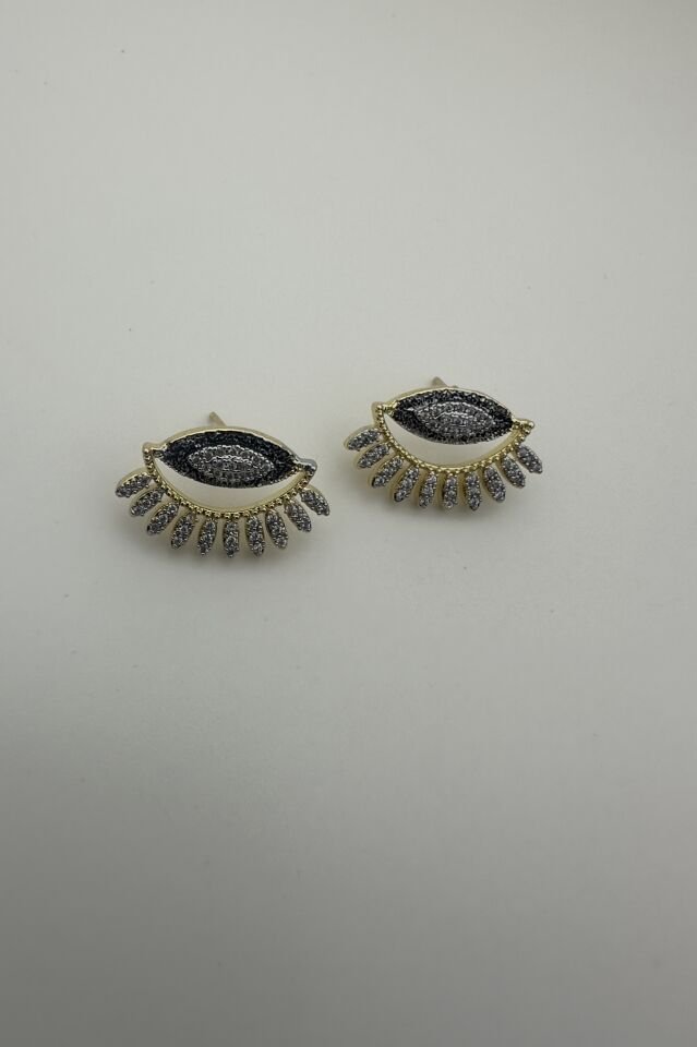 LvLv İki Renkli Göz Görünümlü Zirkon Taşlı İğne Küpe