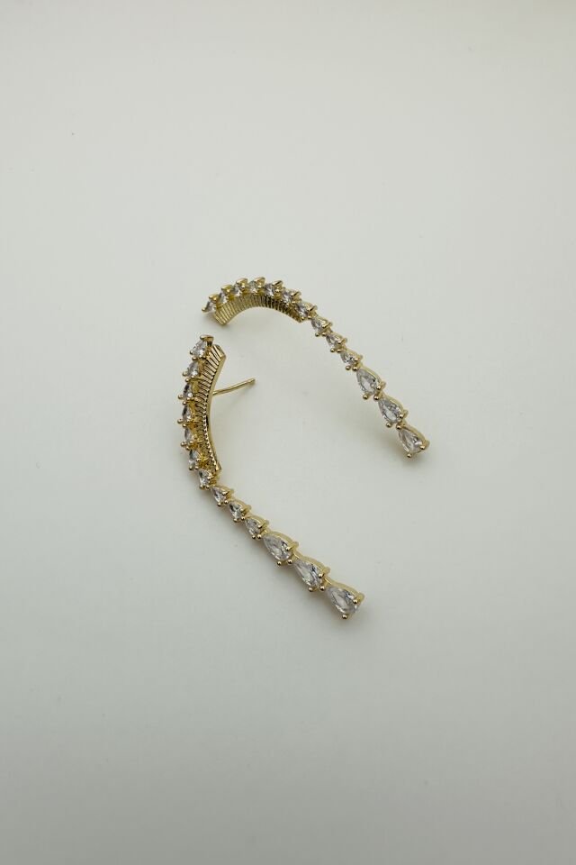 LvLv Gold Rengi Sıralı Damla Taşlı Plaka Küpe