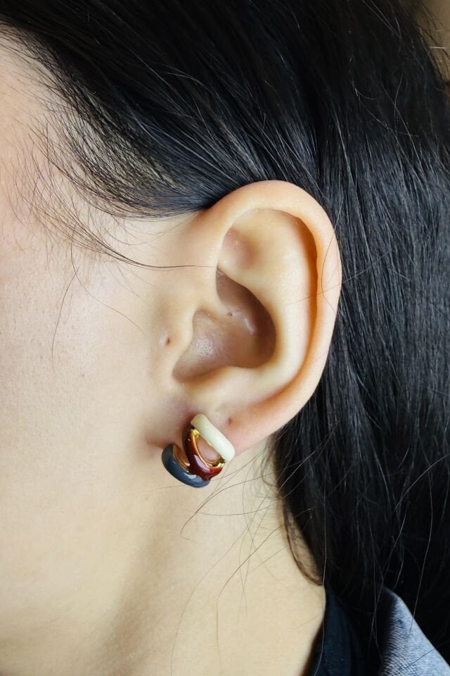 LvLv Gold Rengi Renki Mineli Tasarım Özel Küpe