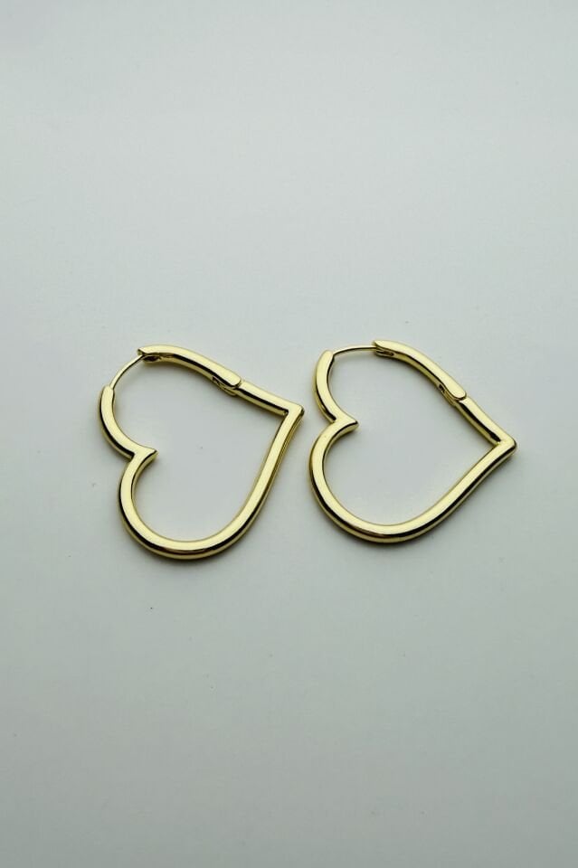 LvLv Gold Rengi Kalp Model Halka Küpe